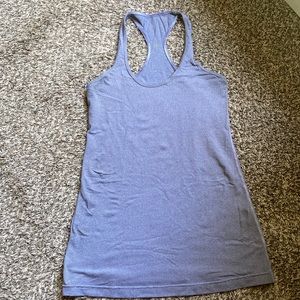 Lululemon Cool Racerback tank size 8, purple and black mini stripe